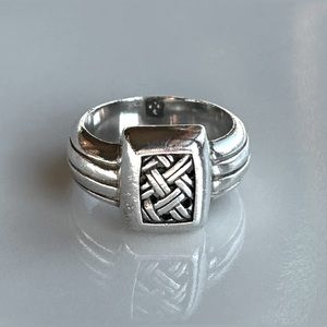 Vintage Brighton 925 Sterling Silver Basket Weave Signet Ring Size 6 3/4